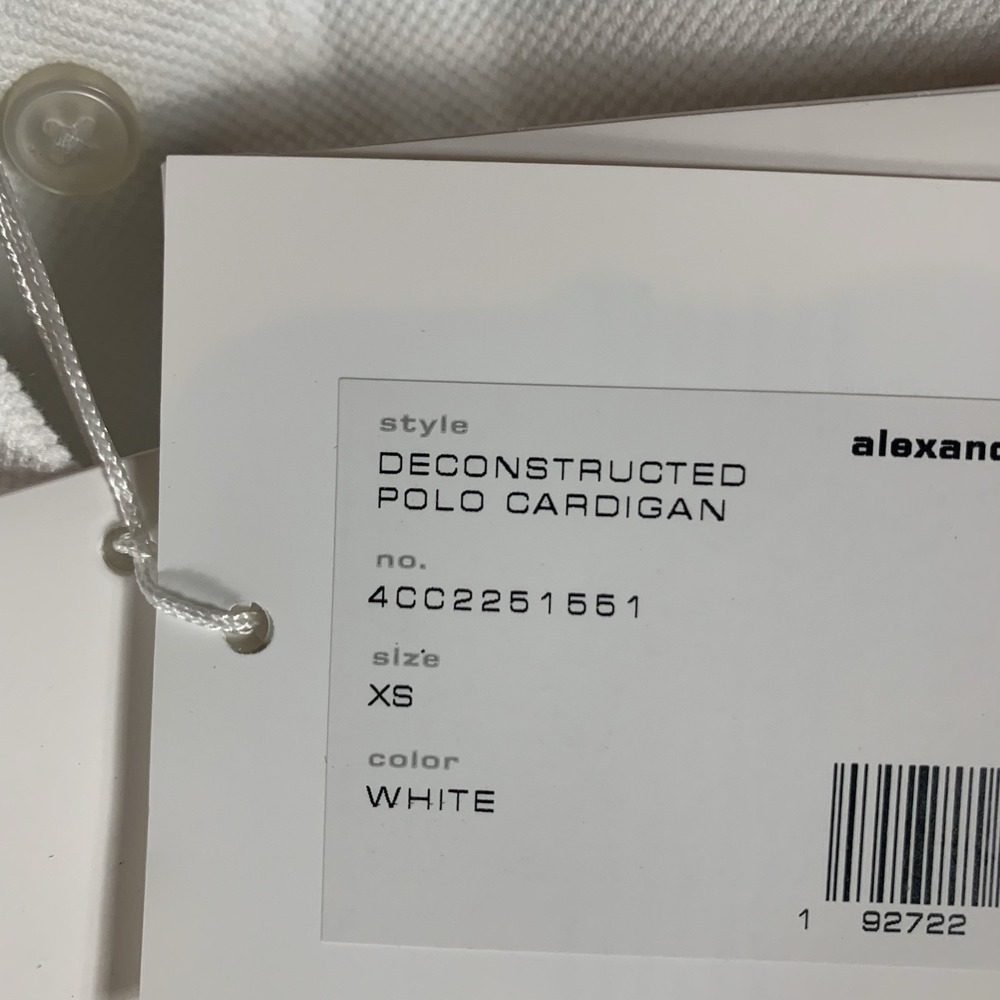 Alexander Wang Women's Deconstructed Polo Cardigan White XS Preppy Classic NWT - Picture 6 of 11